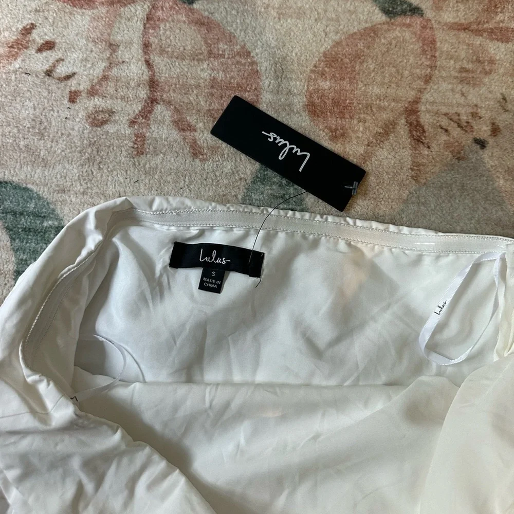 LULU’S Trendsetting Choice White Strapless Midi Dress With Pockets - Picture 6 of 6